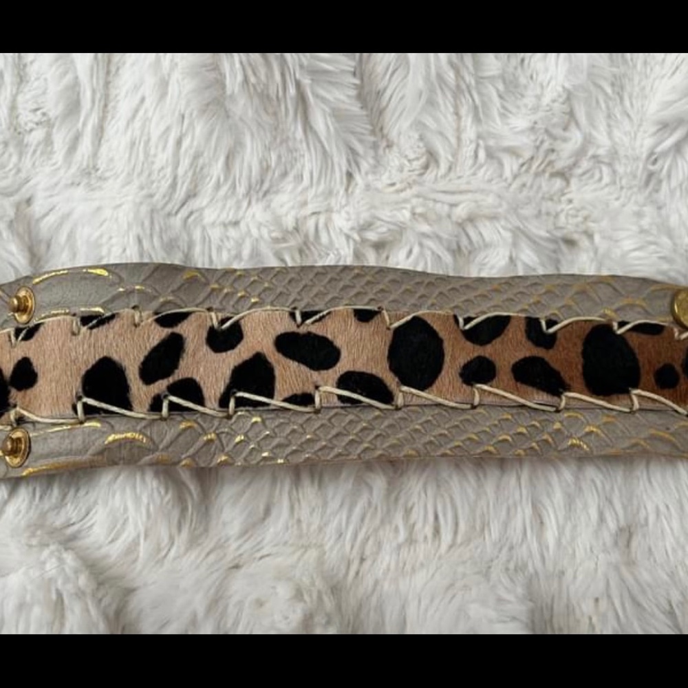 Beautiful detailed cowhide and leather bracelet